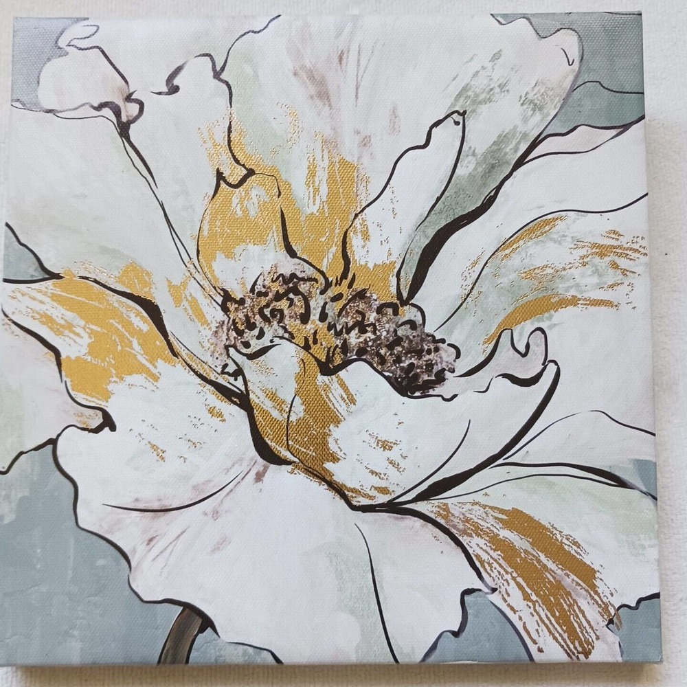 ROSE Gold Leaf Modern Camelia Flower Floral Luxury Canvas Wall Art‎ Small 8x8